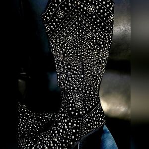 Studded (Gold)Black Knee-High Boots